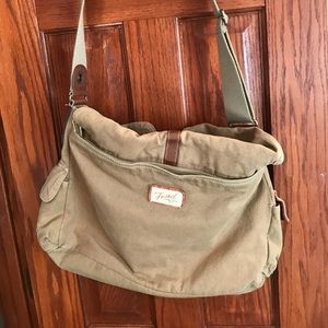 EUC Fossil Emerson Messenger Canvas Leather Detail